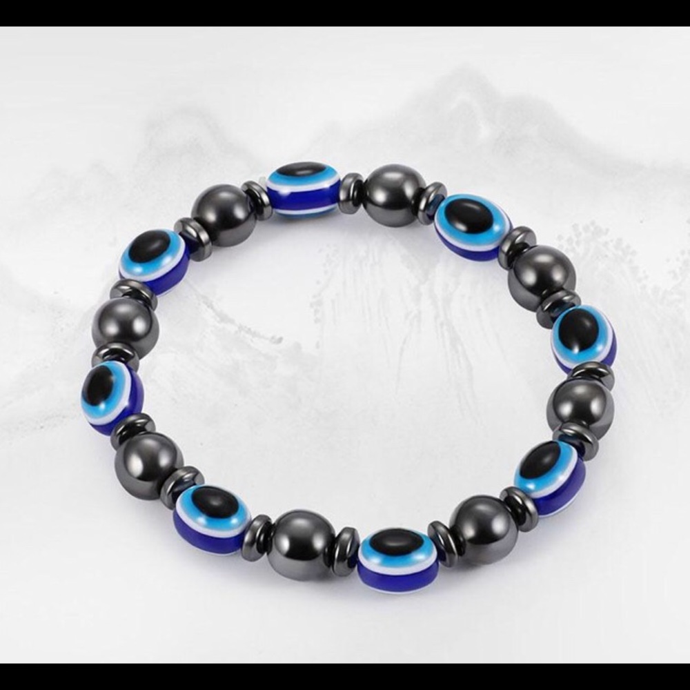 Power Healthy Blue Black Gallstone Beaded Bracelet